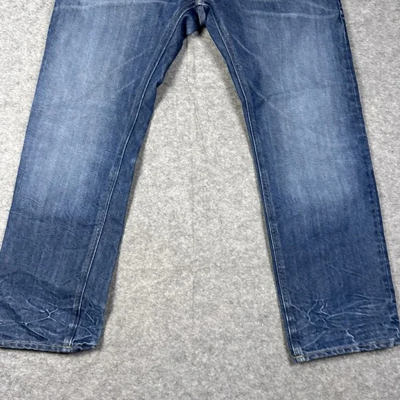 G Star Raw Jeans Mens 33x30 Blue Attacc Slim Straight Whiskering Faded $190